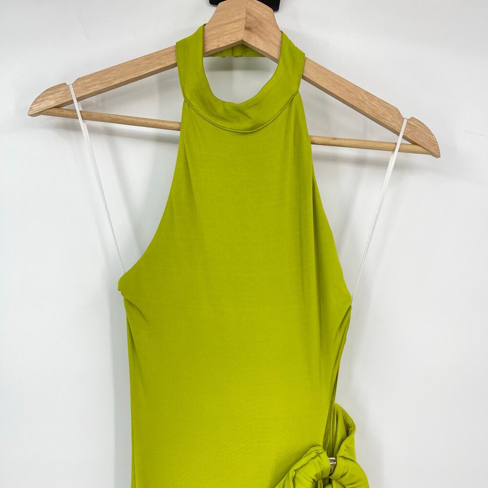 NBD | NWT The Evanna Gown in Green Chartreuse Belted Jersey Maxi Dress XXS - Picture 5 of 16